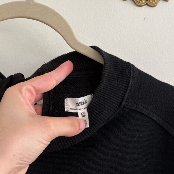 Aerie Black Big Chill Bow Sweatshirt XXS - Picture 6 of 8